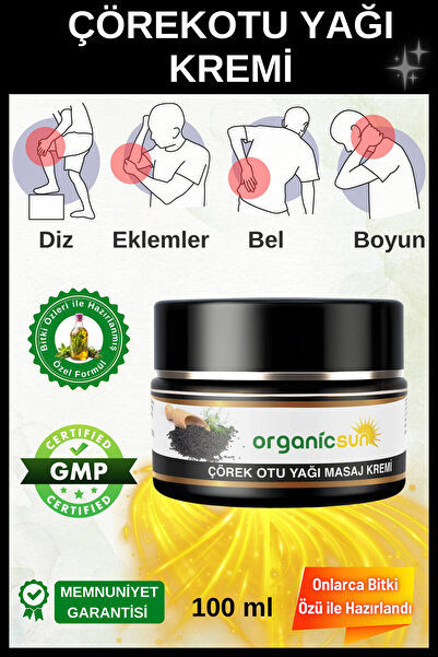 Organicsun Çörek Otu Yağlı Ağrı Masaj Kremi Kas Eklem 100 ml Çörekotu Yağı Krem