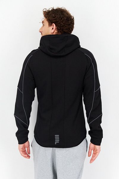 Fila Men Sportswear Fit Hooded Brand Logo Outdoor Hoodies, Black
