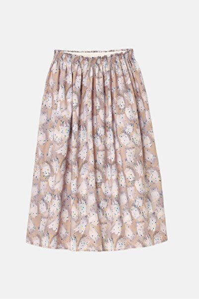 Tchibo Women Allover Printed Midi Skirt, Grey Combo