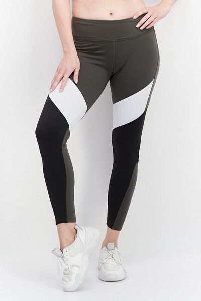 Reebok Women Sportswear Fit Colorblock Training Tights, Olive Combo