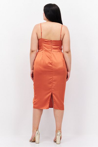 Public Desire Women Curve Plain Midi Dress, Terracota
