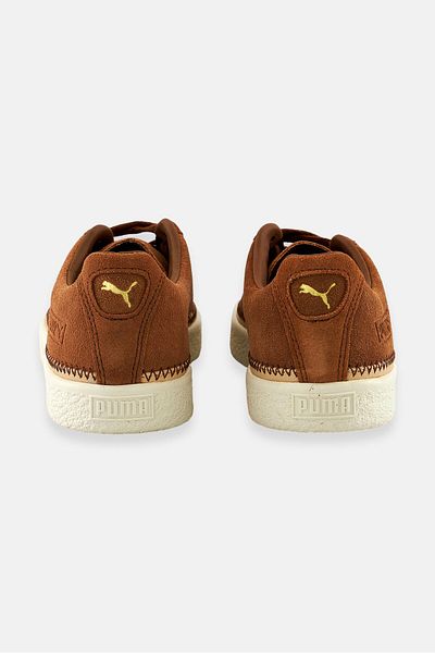 Puma Kids Girl Suede Trim Low Top Skateboard Shoes, Brown