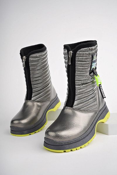 MUGGO Bloom Guaranteed Children's Serrated Insole Fleece Front Zipper Rain and Snow Boots