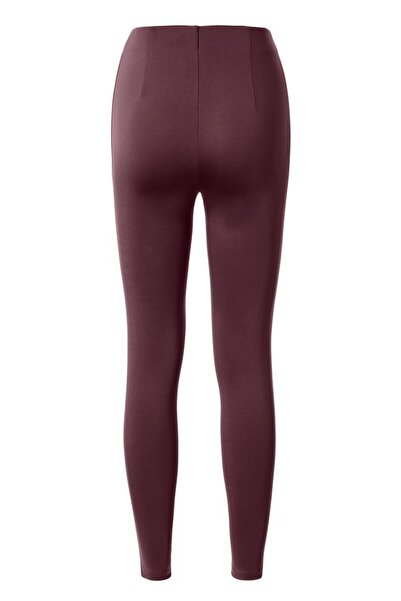 Tchibo Women Skinny Fit Pull On Plain Leggings, Dark Maroon