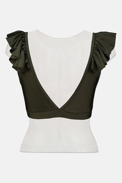 Missguided Women Plain Bikini Top, Dark Green