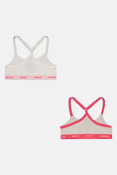 Hurley Toddlers Girl 2 Pieces Brand Logo Bralette, Pink
