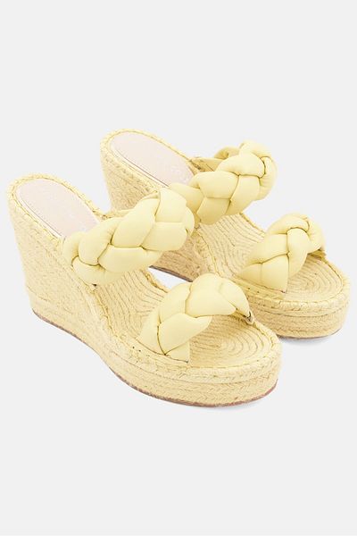Kenneth Cole Women Medium Owen Braid Slip On Casual Wedges, Yellow