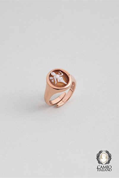 So CHIC... Cameo Italiao 18 Ayar Rose Altın Kaplama Ayarlanabilir Gümüş Yüzük