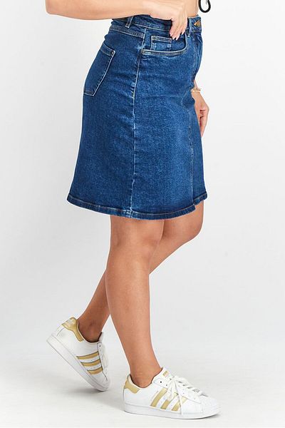 Tchibo Women Plain Midi Denim Skirt, Blue