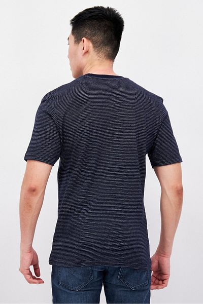 Threadbare Men Crew Neck Short Sleeve All Over Print T-shirt, Navy Blue