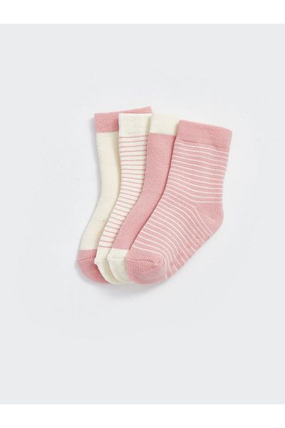 LC Waikiki Lcwk Striped Baby Girl Socks 4-Piece