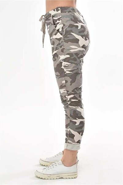 Bohem Stil Pantaloni strâmți cu model de camuflaj cu talie italiană (mărimea ...