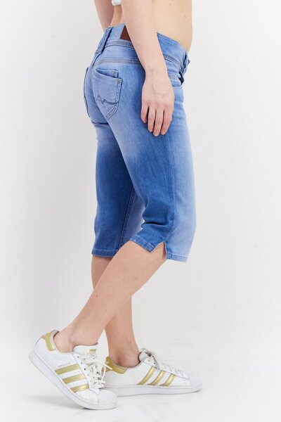 Pepe Jeans Women Regular Fit Solid Denim Shorts, Wash Blue