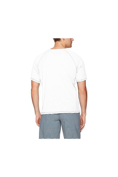 Mr.Swim تي شيرت سباحة للرجال من Mr. Swim Contrast UPF 50، باللونين الأبيض والأزرق الداكن