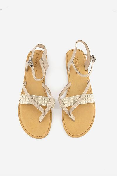 Toms Women Lexie Novelty Canvas Sandal, Light Grey