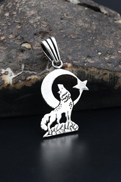 Prestige Kolye Ucu Ay Yıldızlı ve Bozkurt  925 Ayar Gümüş 901173