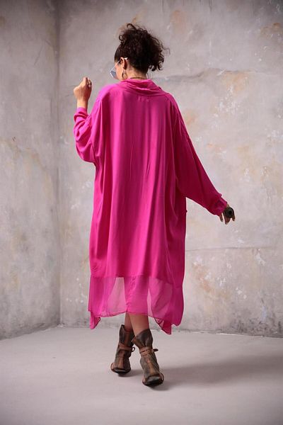 Bohem Stil Itayan Silk Detailed Oversize Kaftan