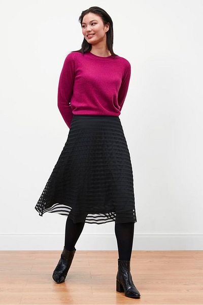 Tchibo Women Mesh Midi Skirt, Black