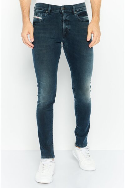 Diesel Men D Strukt Slim Fit Plain Stretchable Jeans, Blue