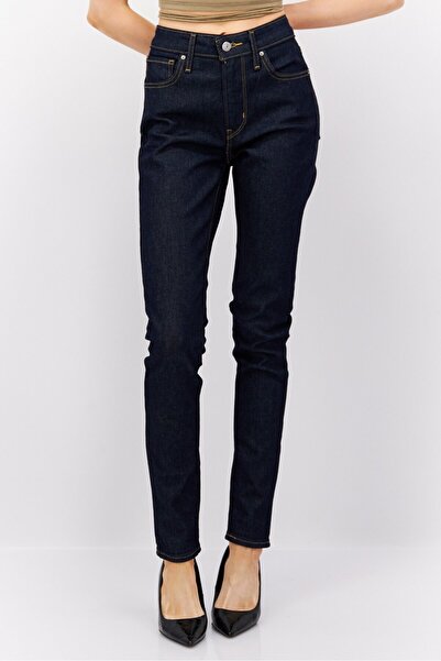 Levi's بنطلون جينز نسائي ضيق بخصر مرتفع وساق مستقيمة وقابل للتمدد، أزرق داكن