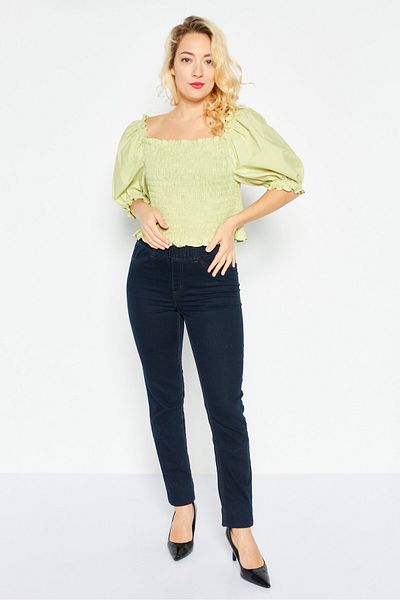 Levi's Women Ruffle Neck Short Sleeve Plain Top, Light Green