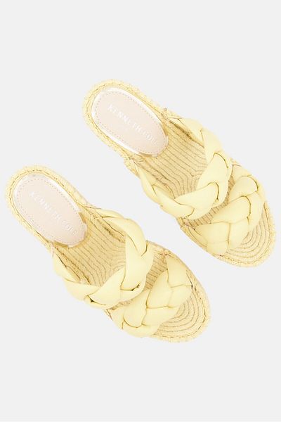 Kenneth Cole Women Medium Owen Braid Slip On Casual Wedges, Yellow