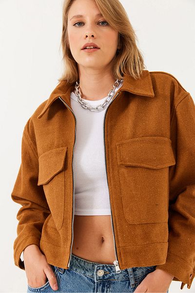 Bianco Lucci Soft Stamp Crop Jacket für Damen MBMS013 60501013