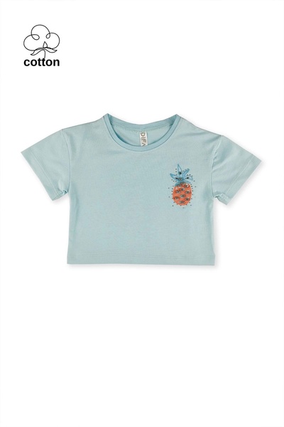 difa kids Pineapple Printed Stoned Crop Summer Girl's Top and Bottom Set