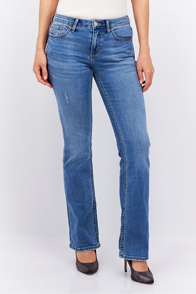 Esprit Women Bootcut Fit Ripped Stretchable Denim Jean, Washed Blue