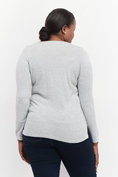 Esprit Women V Neckline Plain Pullover Sweater, Grey