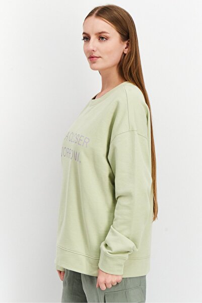 NAH/ Studio Women Crew Neck Graphic Sweater, Light Green
