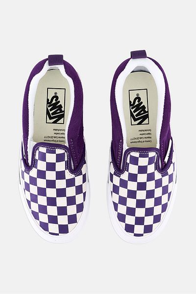 Vans Kids Boy Knu Slip On Checkered Casual Shoes, Purple