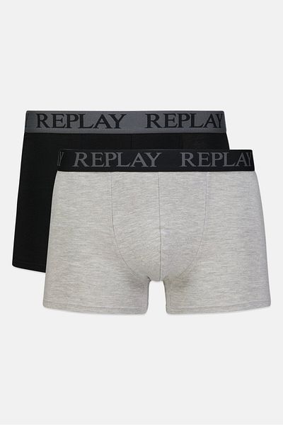 Replay Men 2 Pc Cotton Stretch Trunks, Grey