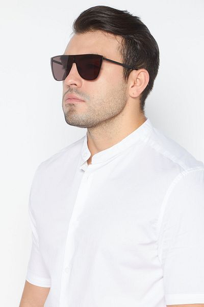 Saint Laurent Men Sl1bmask Shield Sunglasses, Black