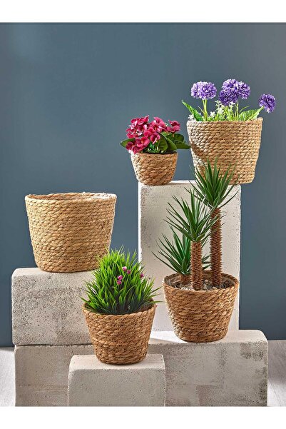 İLİVA 5 li Hasır Saksı Seti - 5 Boy Lüks Saksı