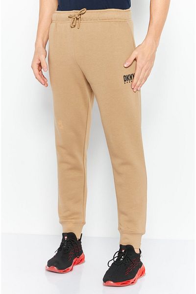 DKNY Sport Men Sportswear Fit Brand Logo Outdoor Sweatpants, Tan