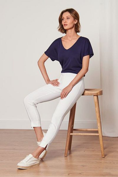 Tchibo Women Slim Fit Solid Chino Pants, White