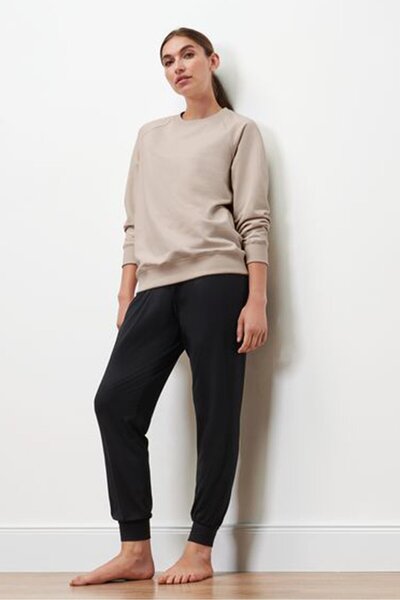 Tchibo Women Crew Neck Long Sleeve Solid Sweatshirt, Off White