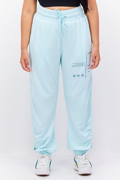 Tribe of 6 Women Regular Fit Brand Logo Sweatpants, Turquoise