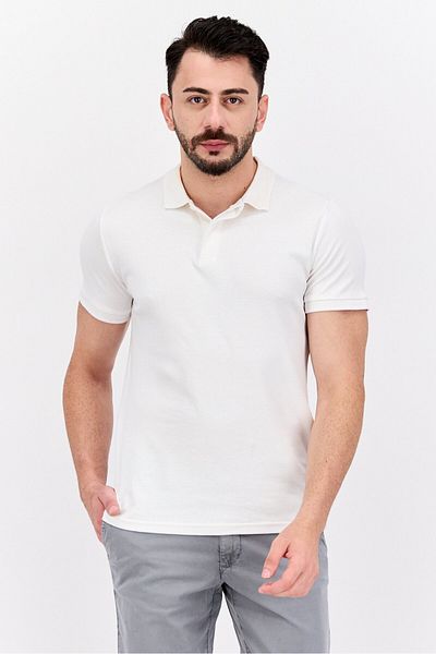 Threadbare Men Regular Fit Plain Short Sleeves Polo Shirt, White