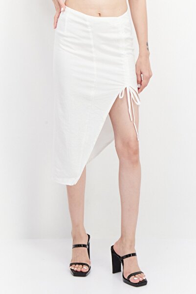 SNDYS Women Plain Midi Skirt, White