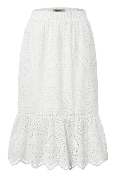 Tchibo Women Eyelet Embroidery Midi Skirt, White