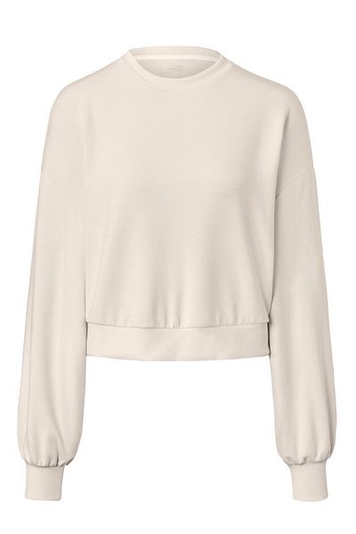 Tchibo Women Crew Neck Long Sleeve Plain Sweatshirt, Light Beige
