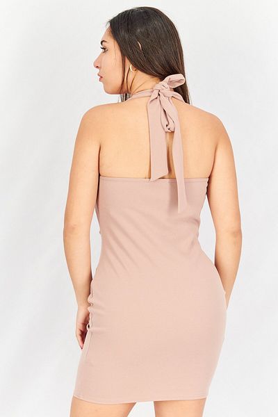 NA-KD Women Plain Mini Dress, Dark Beige