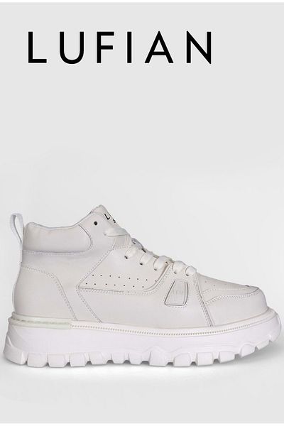 Lufian 111230236   Seth Casual - Ανδρικό λευκό δερμάτινο πάνινα παπούτσια ψηλό
