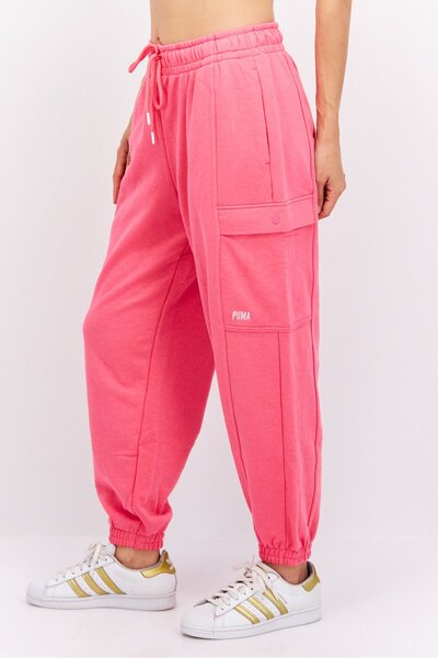 Puma Women Relaxed Fit Drawstring Outdoor Cargo Sweatpants, Pink