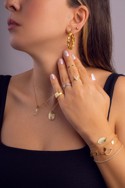 So CHIC... Ay Yıldız Dizilimi 18 Ayar Sarı Altın Kaplama Gümüş Ayarlanabilir Yüzük