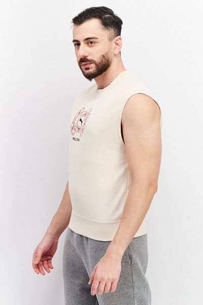 Puma Men Sportswear Fit Sleeveless Running Vest, Beige Combo