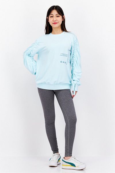Tribe of 6 Women Round Neck Graphic Sweatshirt, Turquoise