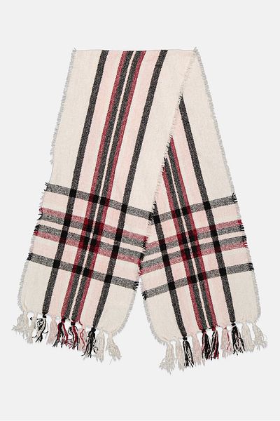 Charter Club Women Chenille Plaid Scarf 160 X 30 Cm, Ivory Combo